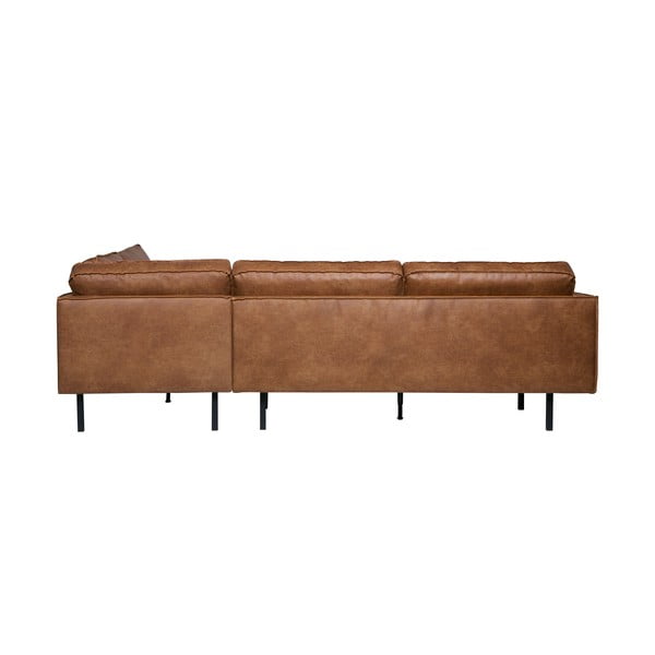 Brązowy narożnik z imitacji skóry (prawostronny/w kształcie litery L) Rodeo – WOOOD-image-4