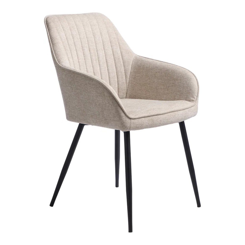 Beżowy tapicerowany fotel jadalniany z podłokietnikami Nolan – Unique Furniture