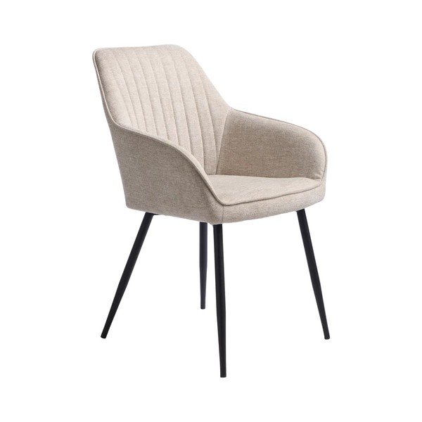 Beżowy tapicerowany fotel jadalniany z podłokietnikami Nolan – Unique Furniture