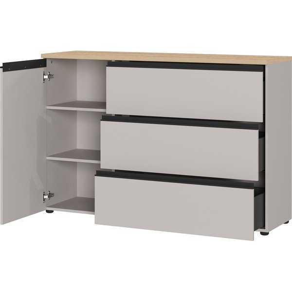 Szarobeżowa/w jasnym naturalnym kolorze komoda 135x91x41 cm Cormano – Germania-image-3