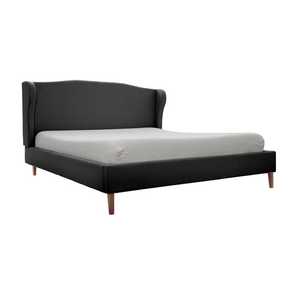 Czarne łóżko z naturalnymi nogami Vivonita Windsor, 140x200 cm