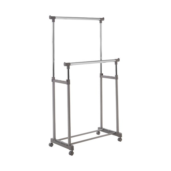 Metalowy teleskopowy stojak na ubrania na kółkach w kolorze srebra – Premier Housewares-image-2