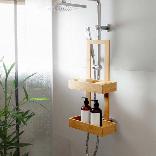 Wisząca bambusowa półka łazienkowa w naturalnym kolorze Hanoi – douceur d'intérieur-image-1