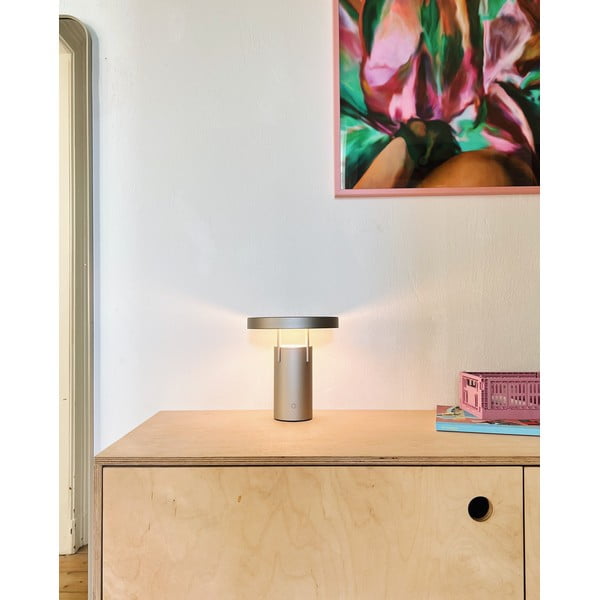 Jasnoszara lampa stołowa LED ze ściemniaczem (wysokość 20 cm) BringMe – Hübsch-image-1