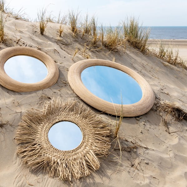 Lustro ścienne z rattanową ramą ø 109,5 cm Piedre – Light & Living-image-2