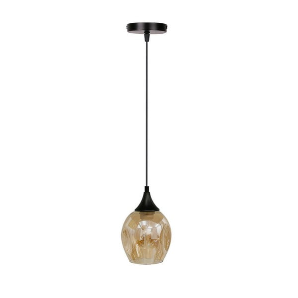 Czarna lampa wisząca ze szklanym kloszem ø 14 cm Aspa – Candellux Lighting