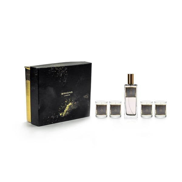 Komplet 4 świeczek zapachowych perfum do wnętrz w opakowaniu podarunkowym o zapachu jaśminu i wanilii Bahoma London