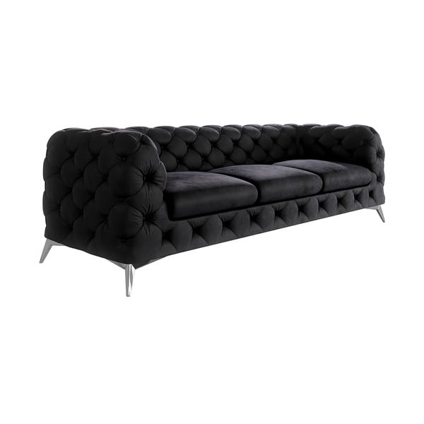 Czarna aksamitna sofa 243 cm Chelsea – Ropez-image-1