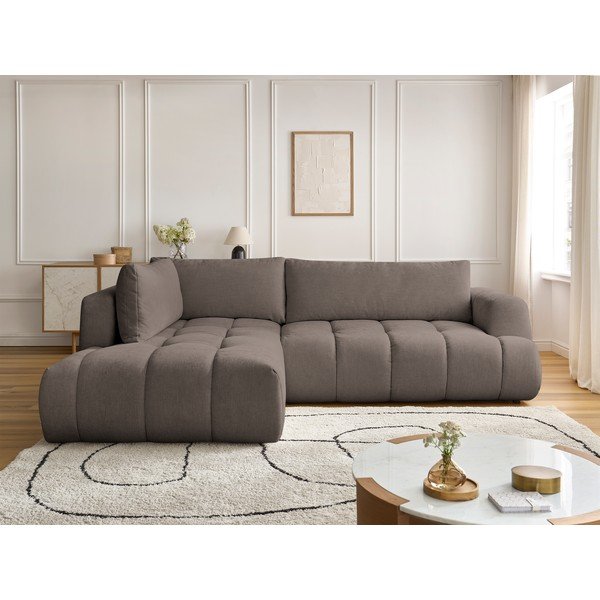 Szarobrązowy rozkładany/ze schowkiem narożnik (lewostronny/w kształcie litery L) Fuji – Bobochic Paris-image-1