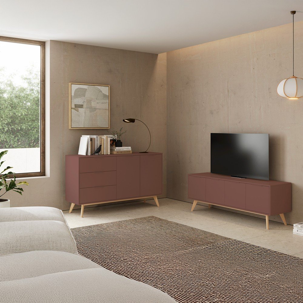 Komoda z matowym wykończeniem w kolorze terakoty 140x81x40 cm Campus – Marckeric (zdjęcie 2)