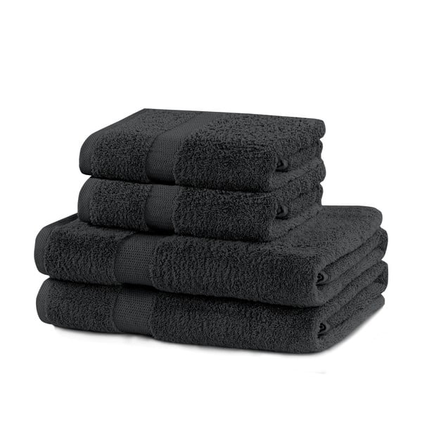 Ciemnoszare bawełniane ręczniki zestaw 4 szt. frotte Marina – Restilo