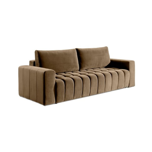 Jasnobrązowa aksamitna rozkładana/ze schowkiem sofa 247 cm Lazaro – ELTAP-image-2