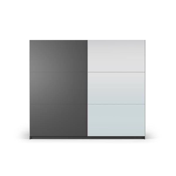 Ciemnoszara szafa z lustrem i drzwiami przesuwnymi 250x215 cm Lisburn – Cosmopolitan Design