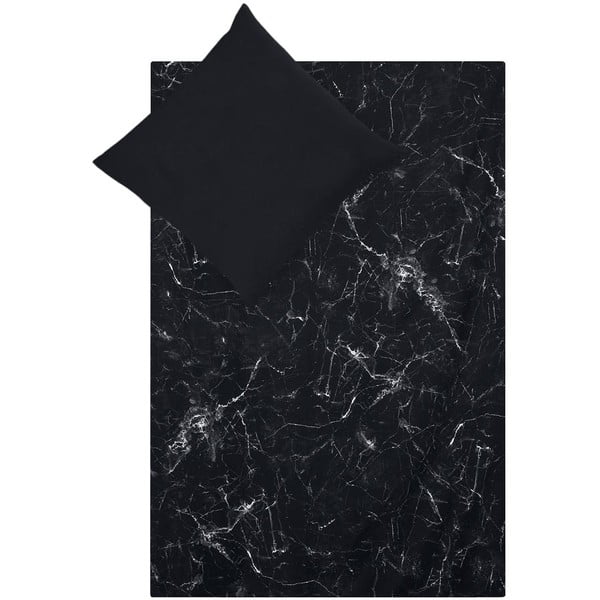 Czarna pościel jednoosobowa z perkalu bawełnianego Westwing Collection Malin, 135x200 cm