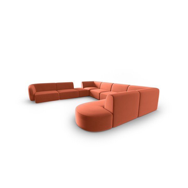 Różowy aksamitny narożnik (lewostronny/w kształcie litery U) Paolo – Milo Casa-image-2