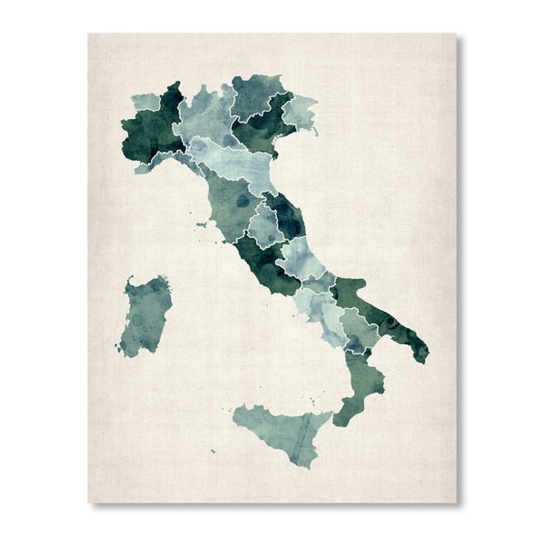 Plakat z mapą Włoch Americanflat Sea, 60x42 cm
