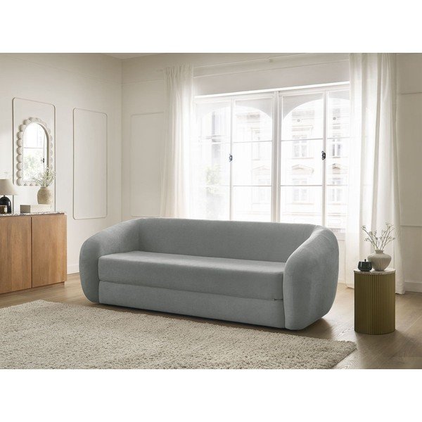 Ciemnoszara rozkładana sofa z tkaniny szenilowej 228 cm Neyo – Bobochic Paris-image-1