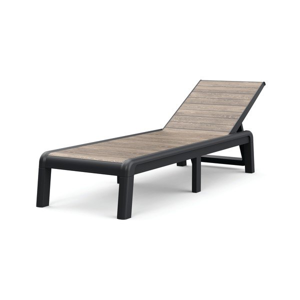 Brązowy plastikowy regulowany składany leżak ogrodowy Deco Porto – Keter