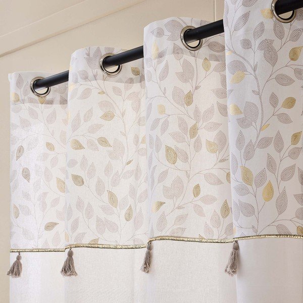 Biała zasłona z mieszanki bawełny 140x240 cm Duchesse – douceur d'intérieur-image-2