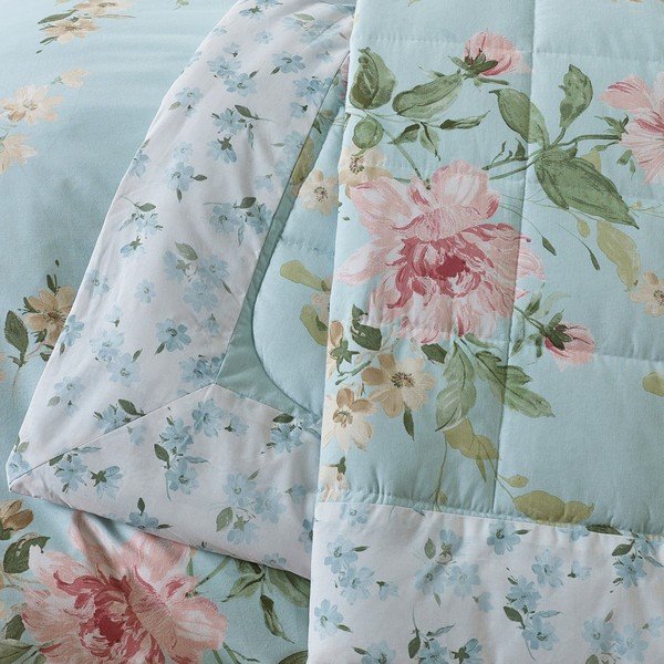 Niebieska narzuta pikowana 220x230 cm Avebury Floral – Catherine Lansfield-image-3