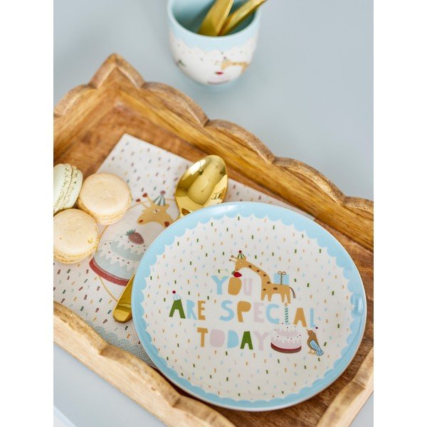 Jasnoniebieski/kremowy kamionkowy talerz dla dzieci ø 16 cm Celebrate – Bloomingville Mini-image-2