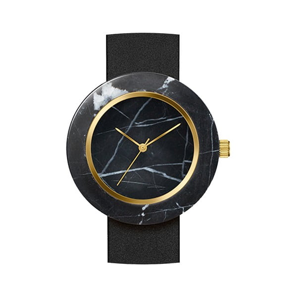 Czarny marmurkowy zegarek z czarnym paskiem Analog Watch Co. Marble