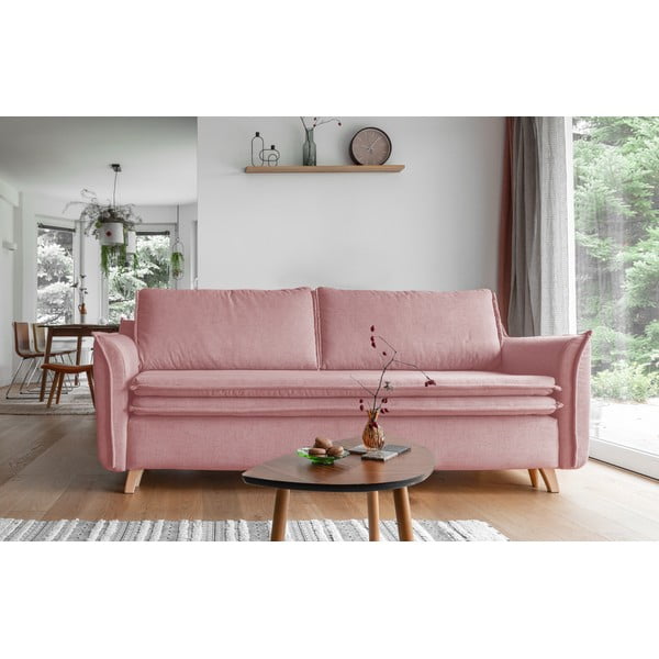 Jasnoróżowa rozkładana sofa 225 cm Charming Charlie – Miuform-image-1
