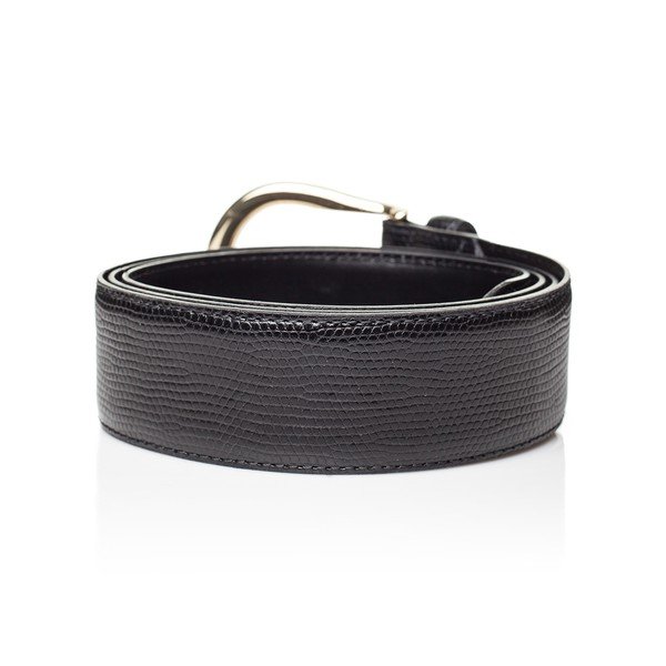 Czarny skórzany pasek damski Ferruccio Laconi Tyche, dł. 85 cm-image-1