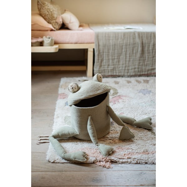 Jasnozielony tekstylny dziecięcy kosz na zabawki ø 23x35 cm Fred the Frog – Lorena Canals-image-1