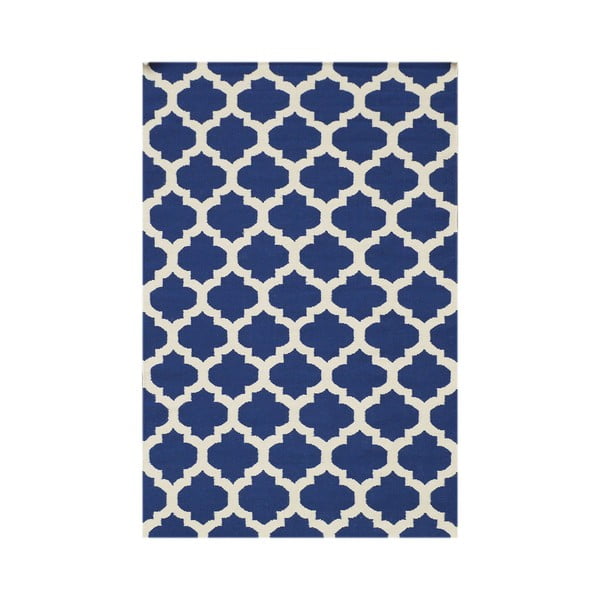 Niebieski dywan tkany ręcznie Kilim Zircon, 120x180cm