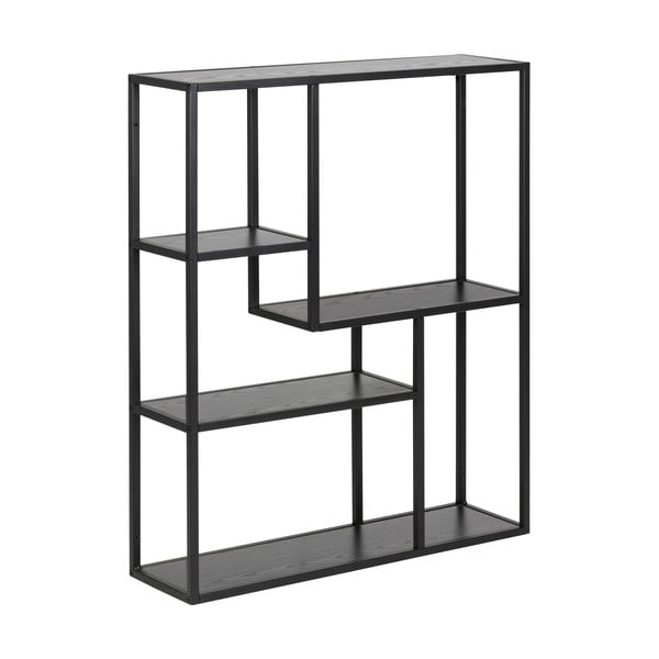 Czarny regał ścienny w dekorze jesionu 75x91 cm Seaford – Actona-image-2