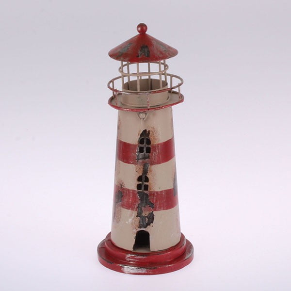 Metalowy świecznik wiszący  Red Stripes Lighthouse, 22 cm