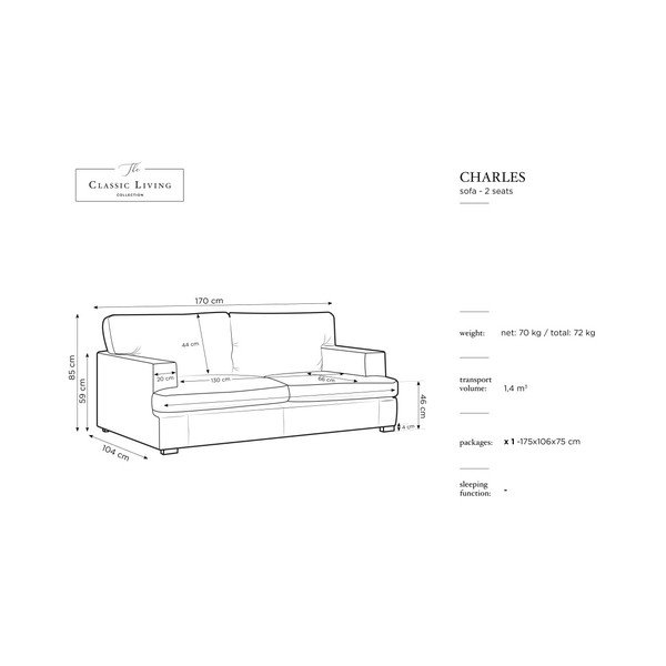 Szara sofa Windsor & Co Sofas Daphne, 170 cm-image-3