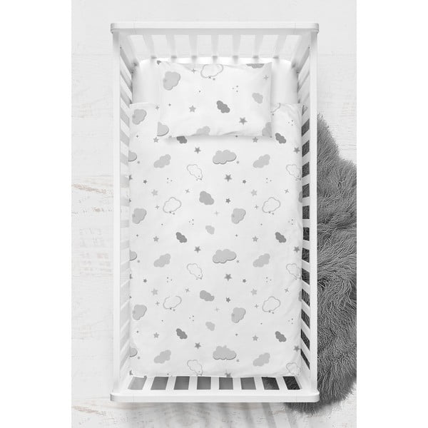Biała pościel dziecięca do łóżeczka z bawełny renforcé 100x150 cm Bulut – Mijolnir