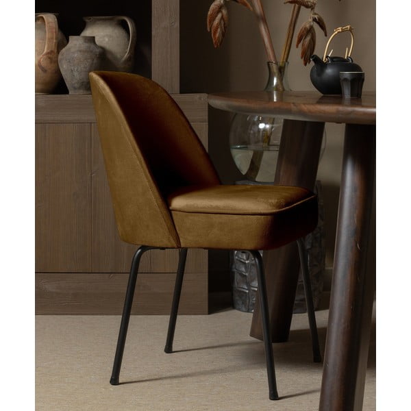 Musztardowe aksamitne krzesła zestaw 2 szt. Vogue – WOOOD-image-1