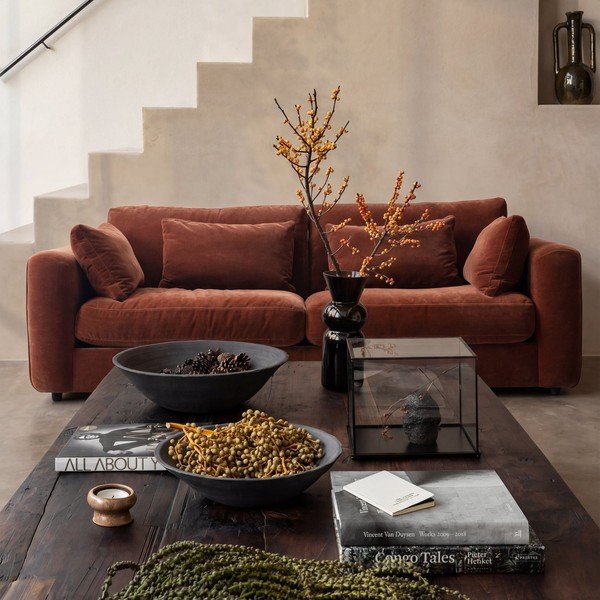 Brązowa sofa z tkaniny szenilowej 240 cm Chunky – vtwonen-image-2