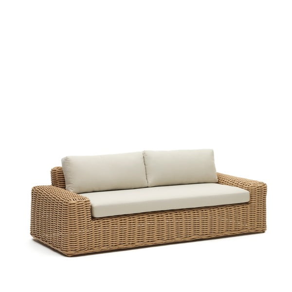 Kremowo-naturalna sofa ogrodowa ze sztucznego rattanu Portlligat – Kave Home-image-1