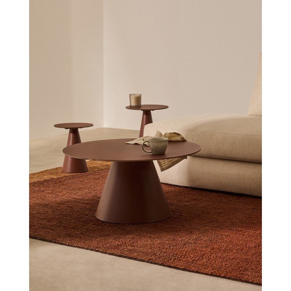 Okrągły stolik ze szklanym blatem w kolorze terakoty ø 80 cm Wilshire – Kave Home-image-1