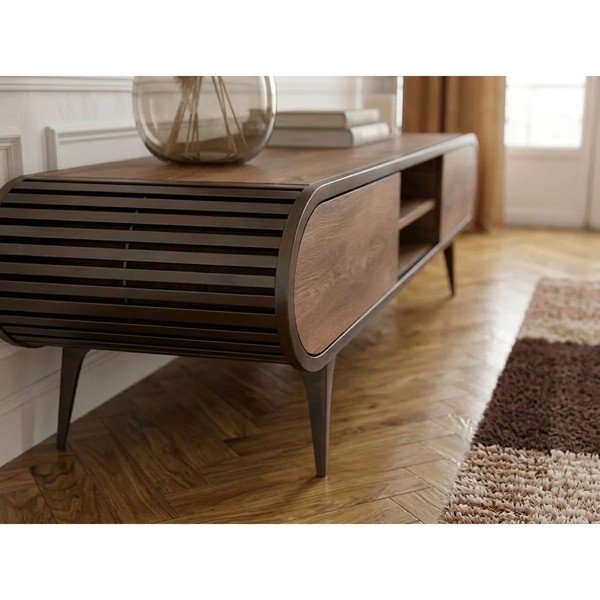 Szafka pod TV w dekorze dębu w naturalnym kolorze 180x52x40 cm Billie – Bobochic Paris-image-2
