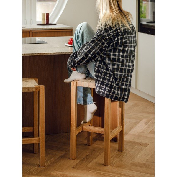 Hoker z litego drewna dębowego w naturalnym kolorze (wysokość siedziska 68 cm) Toli – noo.ma-image-3