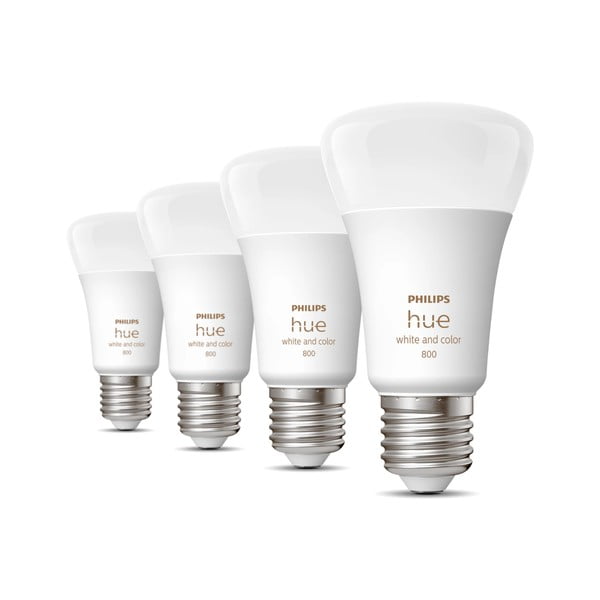 Inteligentne żarówki LED z gwintem E27, 9 W zestaw 4 szt. White and color ambiance – Philips Hue