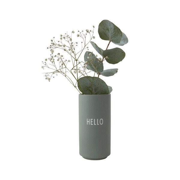 Zielony porcelanowy wazon Design Letters Hello, wys. 11 cm-image-2