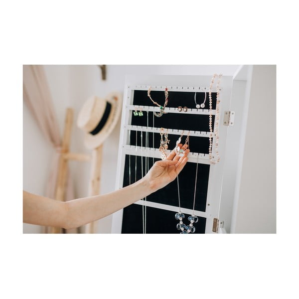 Lustro stojące w białej ramie ze schowkiem na biżuterię z podświetleniem LED Bonami Essentials Bien-image-4