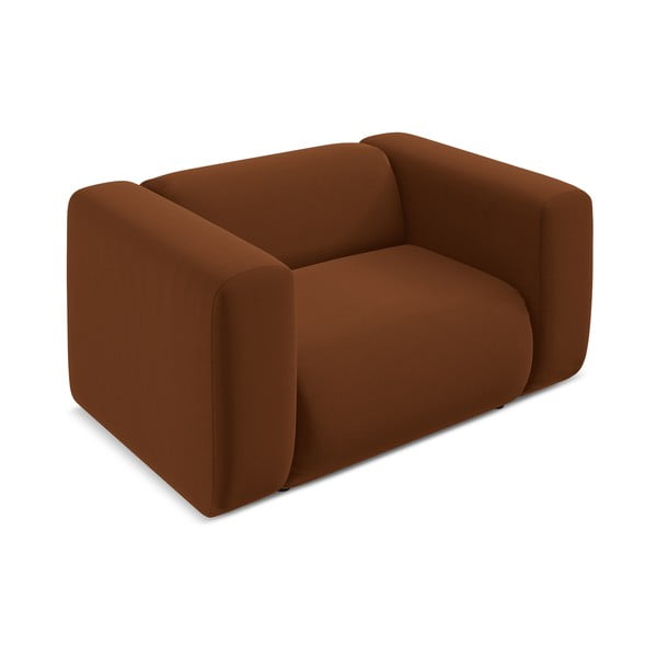 Pomarańczowy/brązowy aksamitny fotel Ekahi – Makamii-image-3