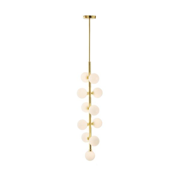 Biała/w kolorze złota metalowa lampa wisząca ze szklanym kloszem ø 27 cm Trieste – Premier Housewares-image-4