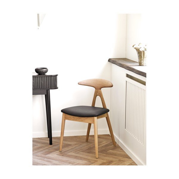 Czarne/w naturalnym kolorze krzesło z litego drewna dębowego Lanuza – House Nordic-image-1