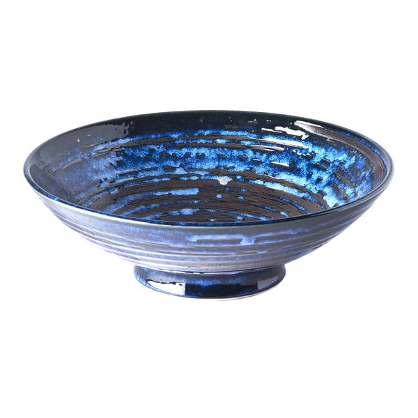 Niebieska ceramiczna miska do serwowania MIJ Copper Swirl, ø 25 cm