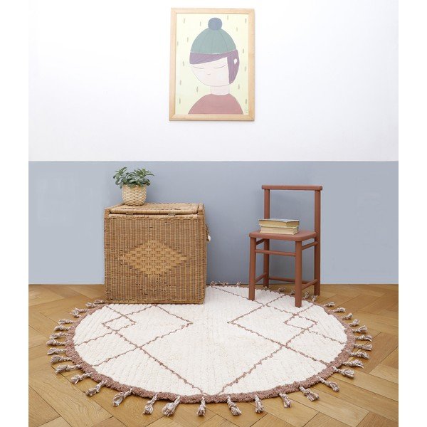 Biało-brązowy dywan dziecięcy z bawełny wykonany ręcznie Nattiot Come, ø 120 cm-image-2