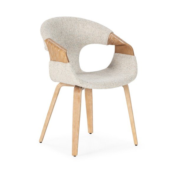 Beżowe tapicerowane fotele jadalniane zestaw z podłokietnikami 2 szt. Elif – MOME