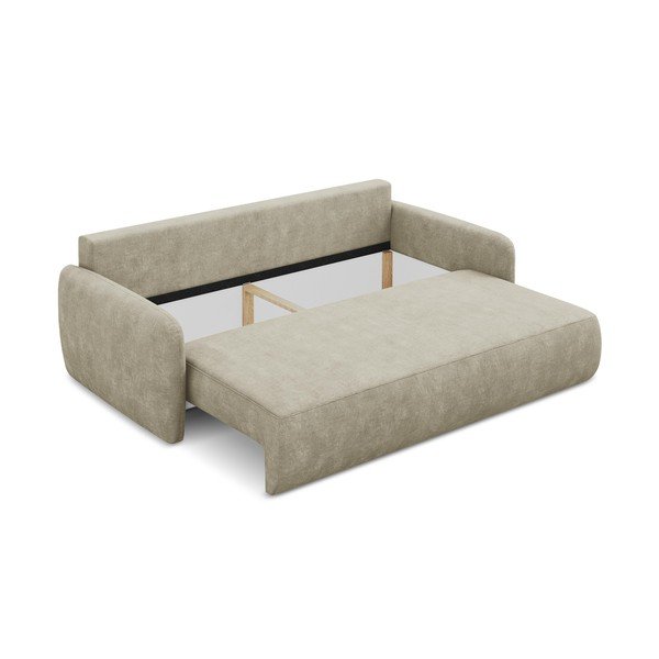 Beżowa rozkładana sofa z tkaniny szenilowej ze schowkiem 218 cm Lilo – Makamii-image-3